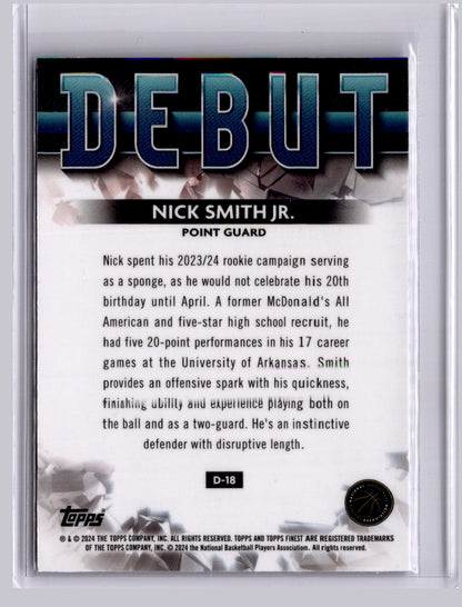 Nick Smith Jr 2023-24 Topps Finest Debut Purple X-Fractor RC 92/125