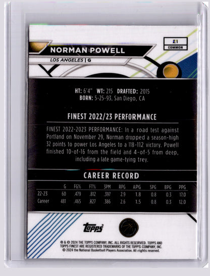 Norman Powell 2023-24 Topps Finest X-Fractor