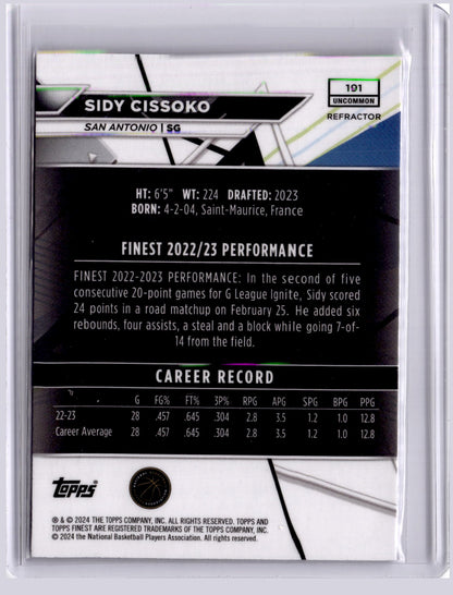 Sidy Cissoko 2023-24 Topps Finest Refractor RC