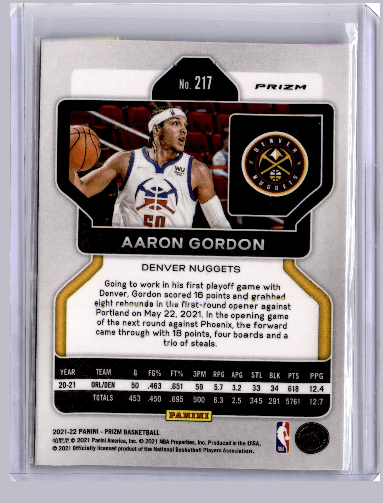 Aaron Gordon 2021-22 Panini Prizm Hyper