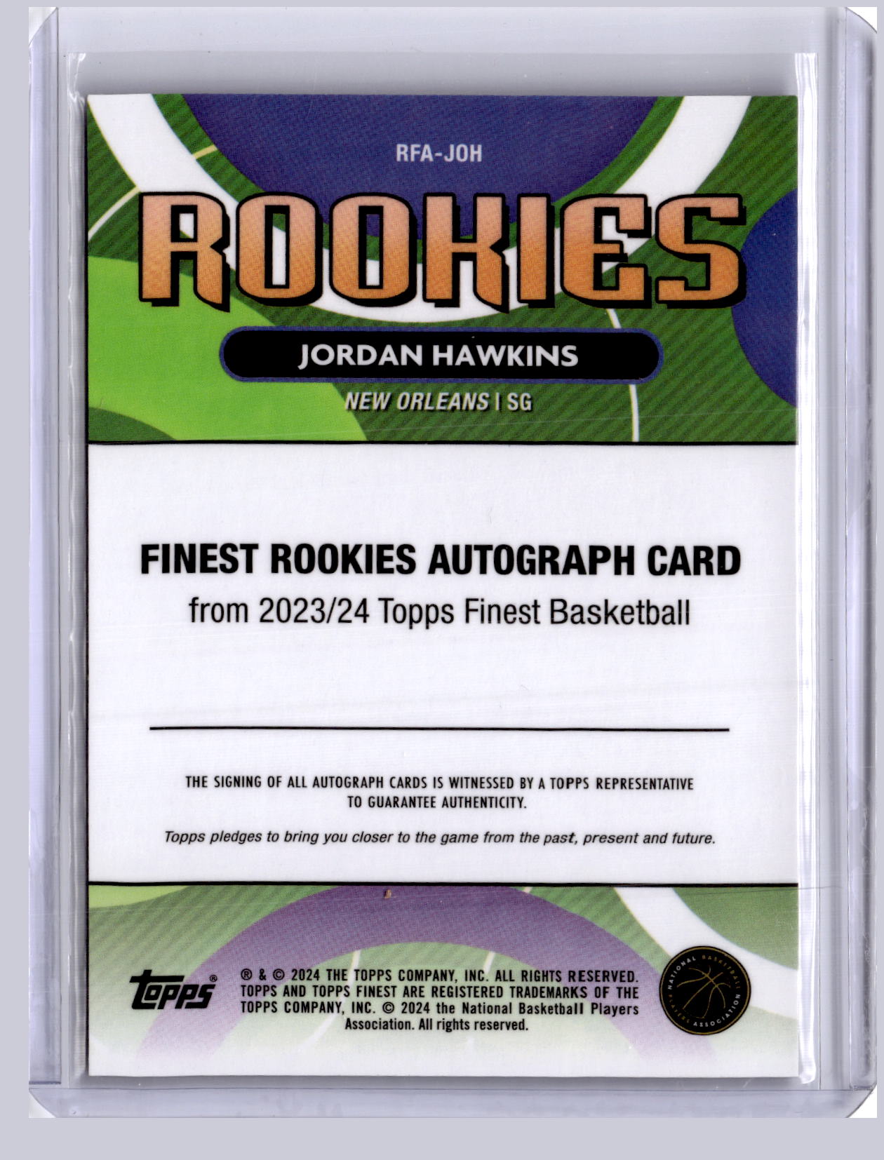 Jordan Hawkins 2023-24 Topps Finest Rookies Auto Black RC 12/25