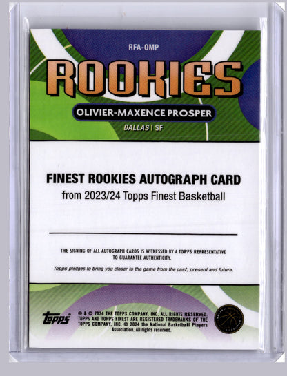 Oliver-Maxence Prosper 2023-24 Topps Finest Rookies Auto RC