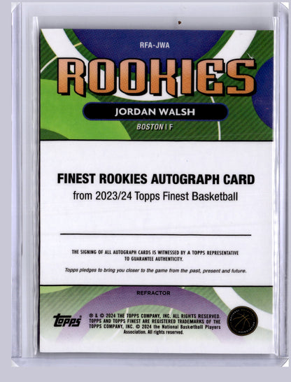 Jordan Walsh 2023-24 Topps Finest Rookies Auto Refractor RC