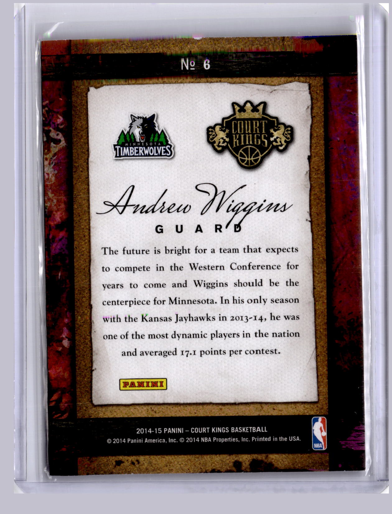 Andrew Wiggins 2014-15 Panini Court Kings Remarkable Rookies RC