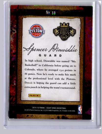 Spencer Dinwiddie 2014-15 Panini Court Kings Remarkable Rookies RC