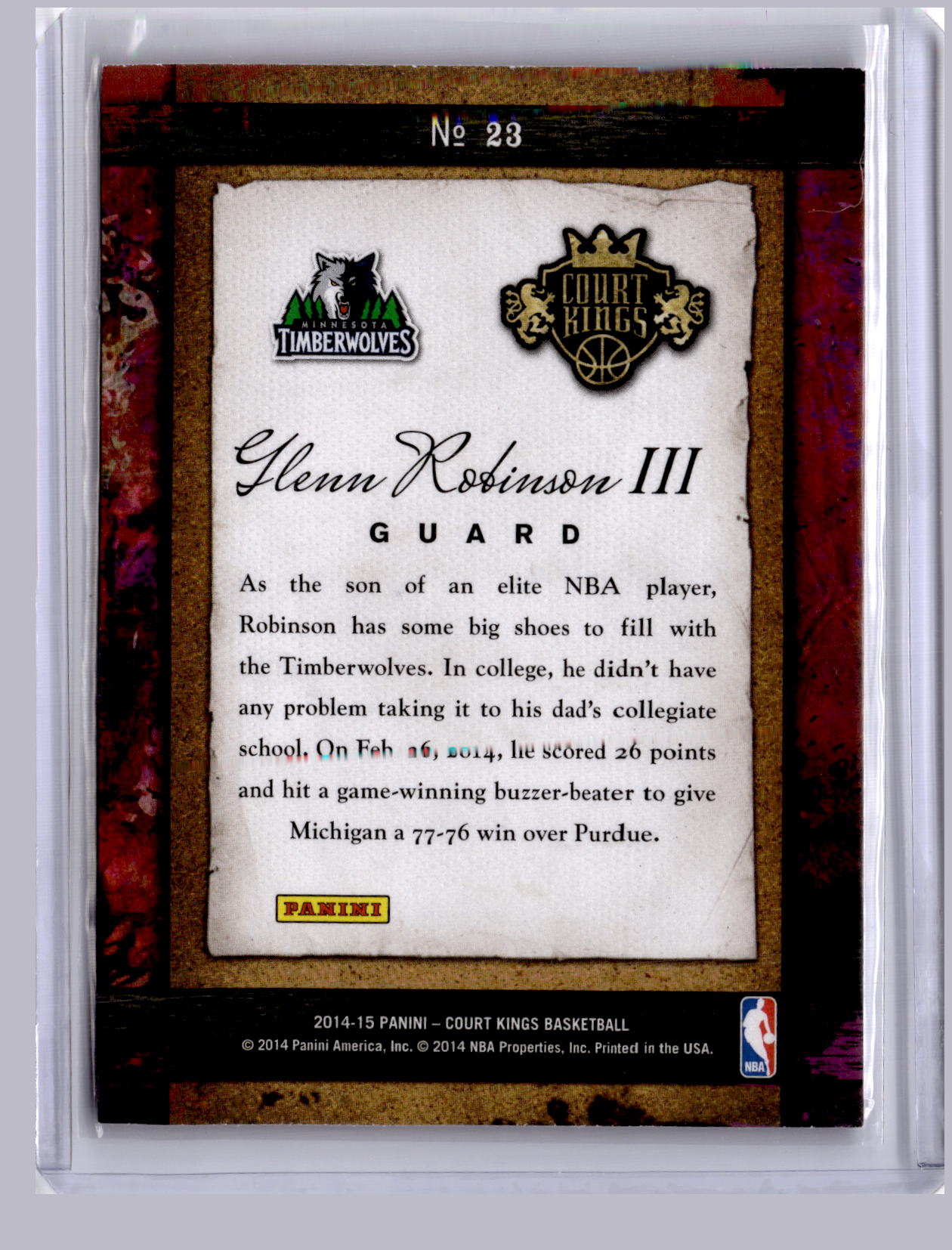 Glenn Robinson III 2014-15 Panini Court Kings Remarkable Rookies RC
