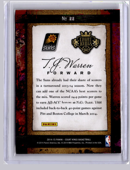 TJ Warren 2014-15 Panini Court Kings Remarkable Rookies RC