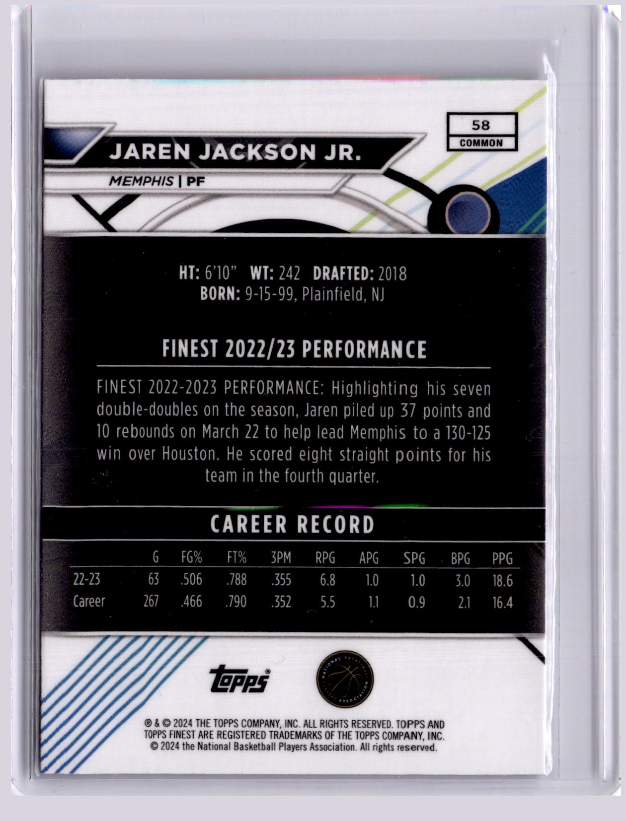 Jaren Jackson Jr 2023-24 Topps Finest X-Fractor