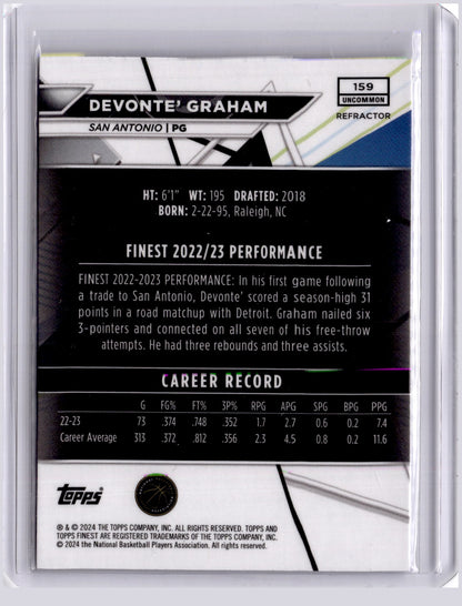 Devonte' Graham 2023-24 Topps Finest Refractor