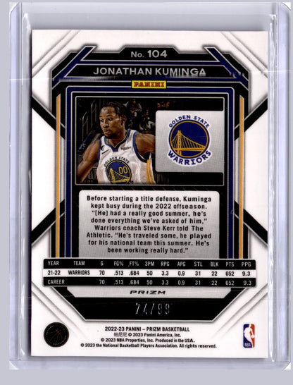 Jonathan Kuminga 2022-23 Panini Prizm Purple 74/99