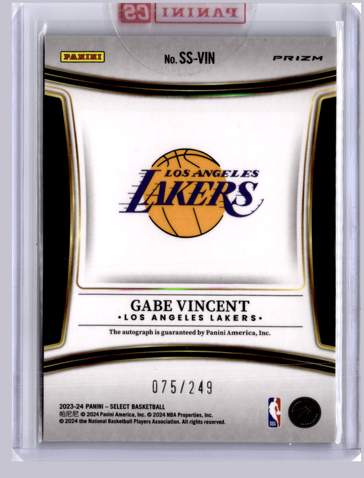 Gabe Vincent 2023-24 Panini Select Signatures 75/249