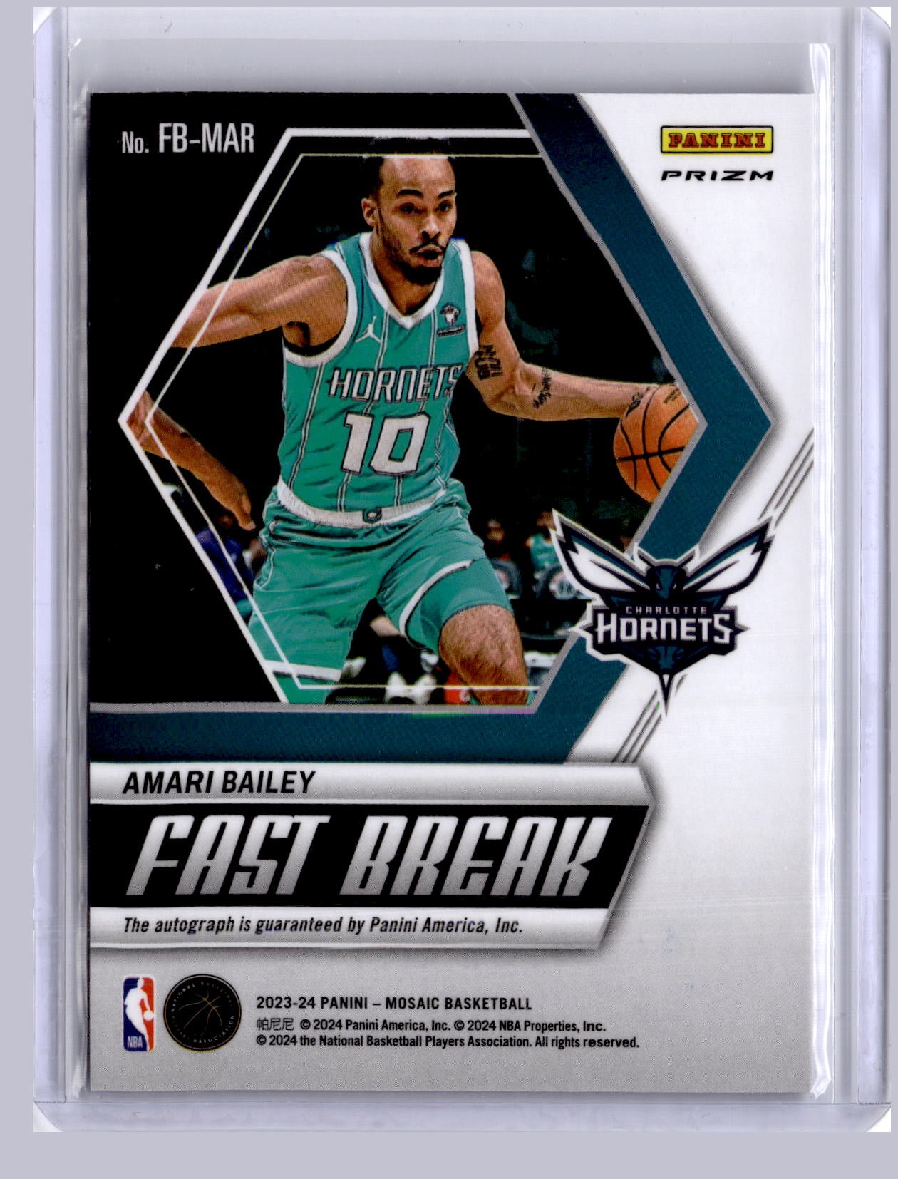 Amari Bailey 2023-24 Panini Mosaic Fast Break Auto RC