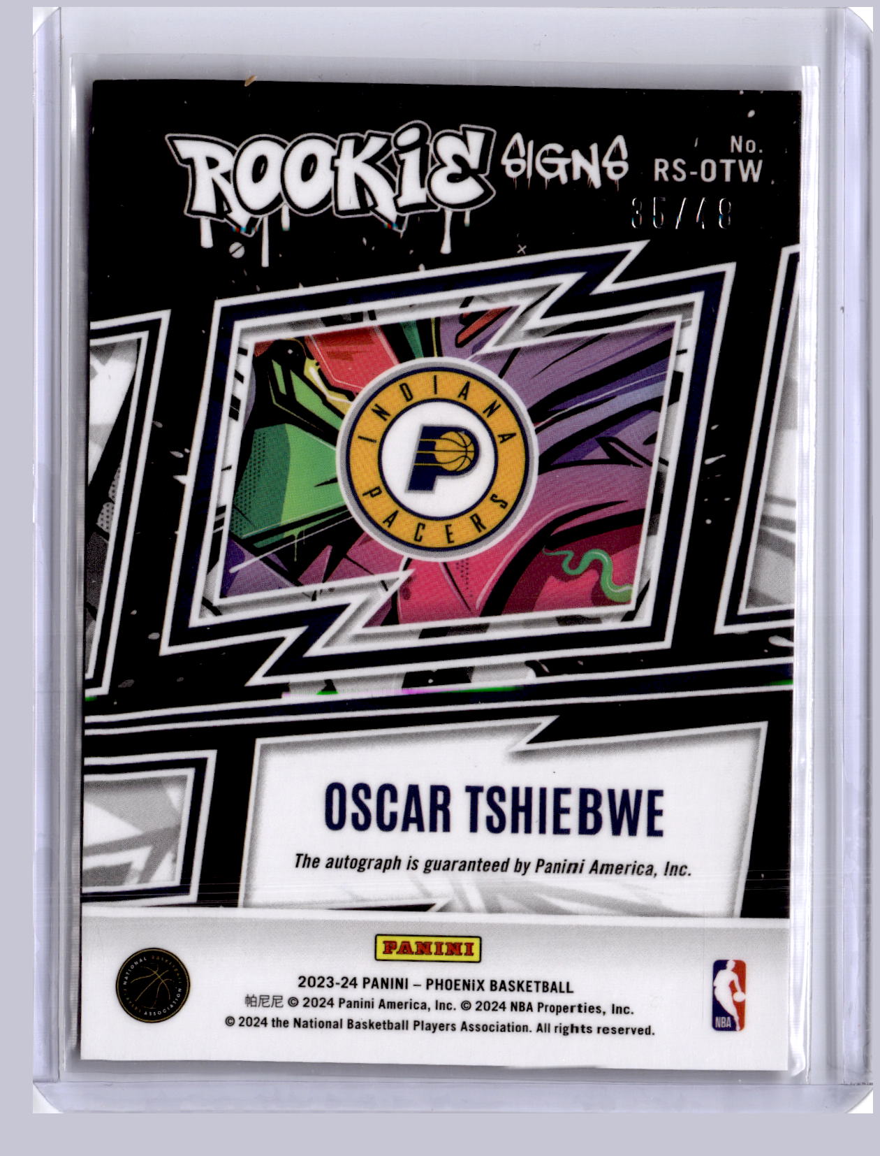 Oscar Tshiebwe 2023-24 Panini Donruss Optic Rookie Signs Auto Red Choice RC 35/49