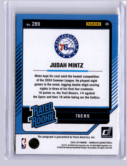 Judah Mintz 2024-25 Panini Donruss Rookie Auto RC