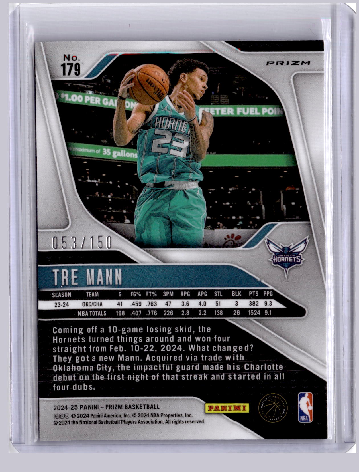 Tre Mann 2024-25 Panini Prizm Fast Break Blue 53/150