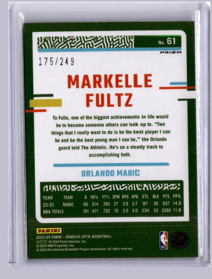 Markelle Fultz 2023-24 Panini Donruss Optic Aqua 175/249