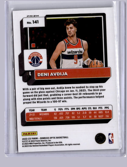 Deni Avdija 2022-23 Panini Donruss Optic Lime Green 117/149