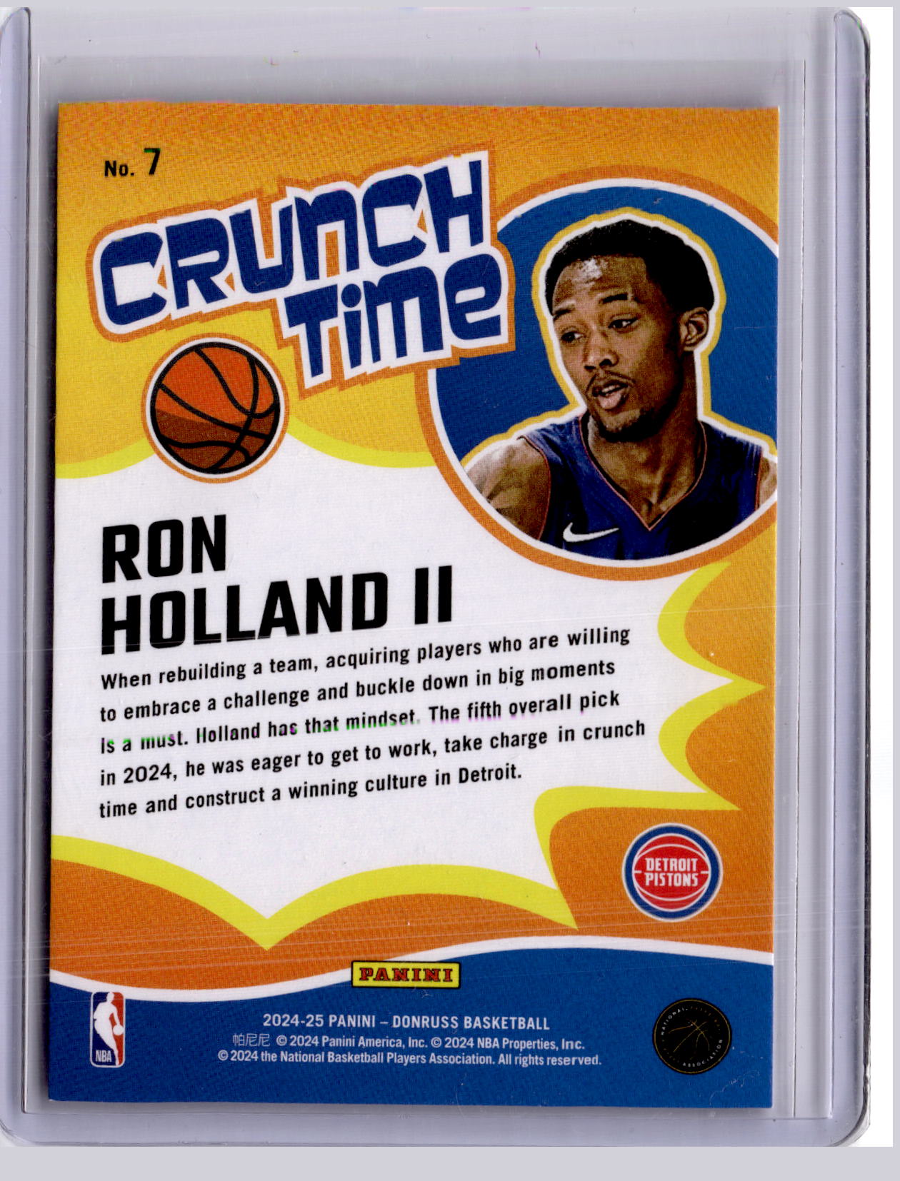 Ron Holland II 2024-25 Panini Donruss Crunch Time Holo Laser RC 67/99