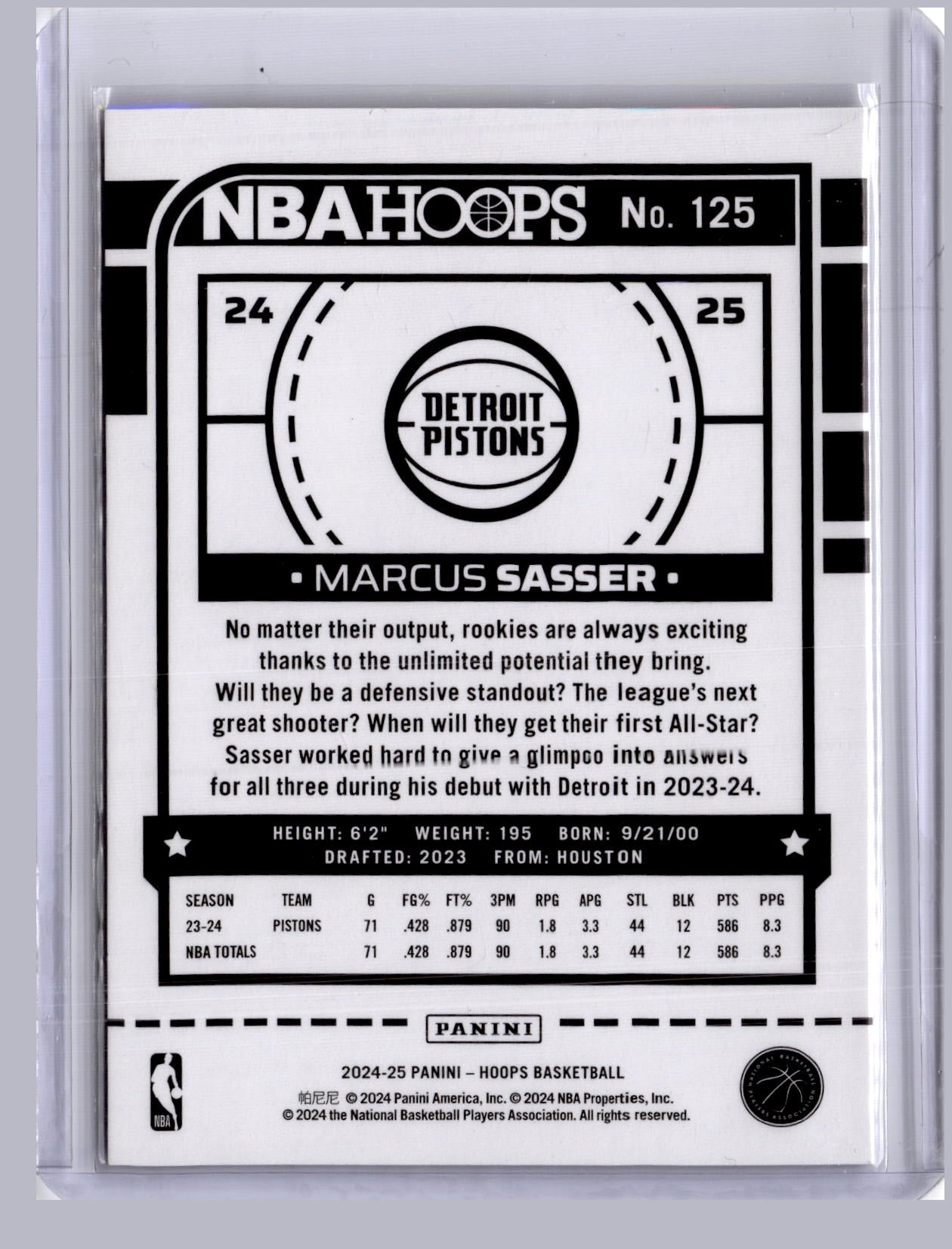 Marcus Sasser 2024-25 Panini Hoops Gold Artist Proof 7/10