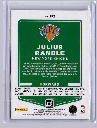 Julius Randle 2021-22 Panini Donruss Light Blue Holo Laser 33/60