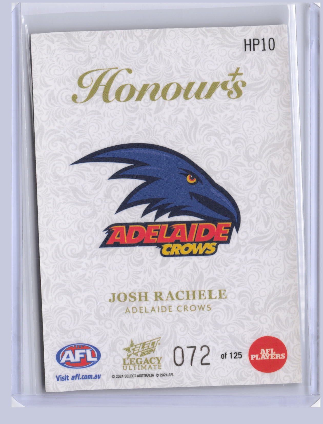 Josh Rachele 2024 Select Legacy Ultimate Honours + 72/125