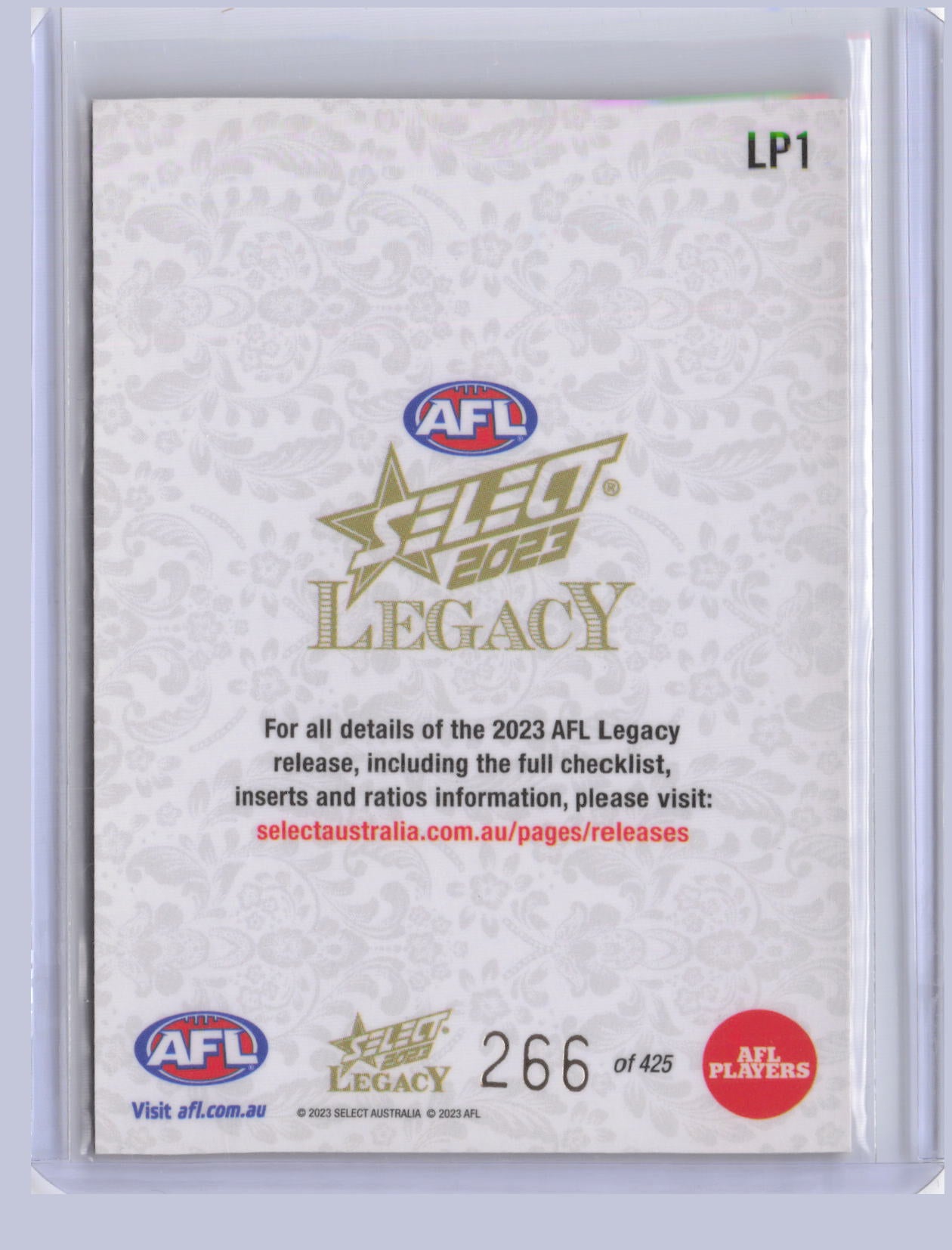 Checklist 2023 Select Legacy Plus 266/425