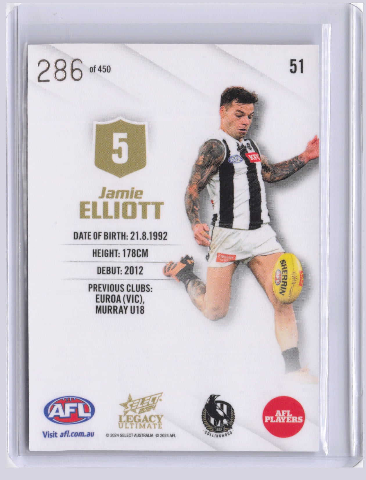 Jamie Elliott 2024 Select Legacy Ultimate 286/450