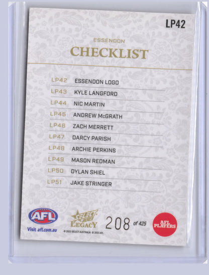 Essendon Checklist 2023 Select Legacy Plus 205/425