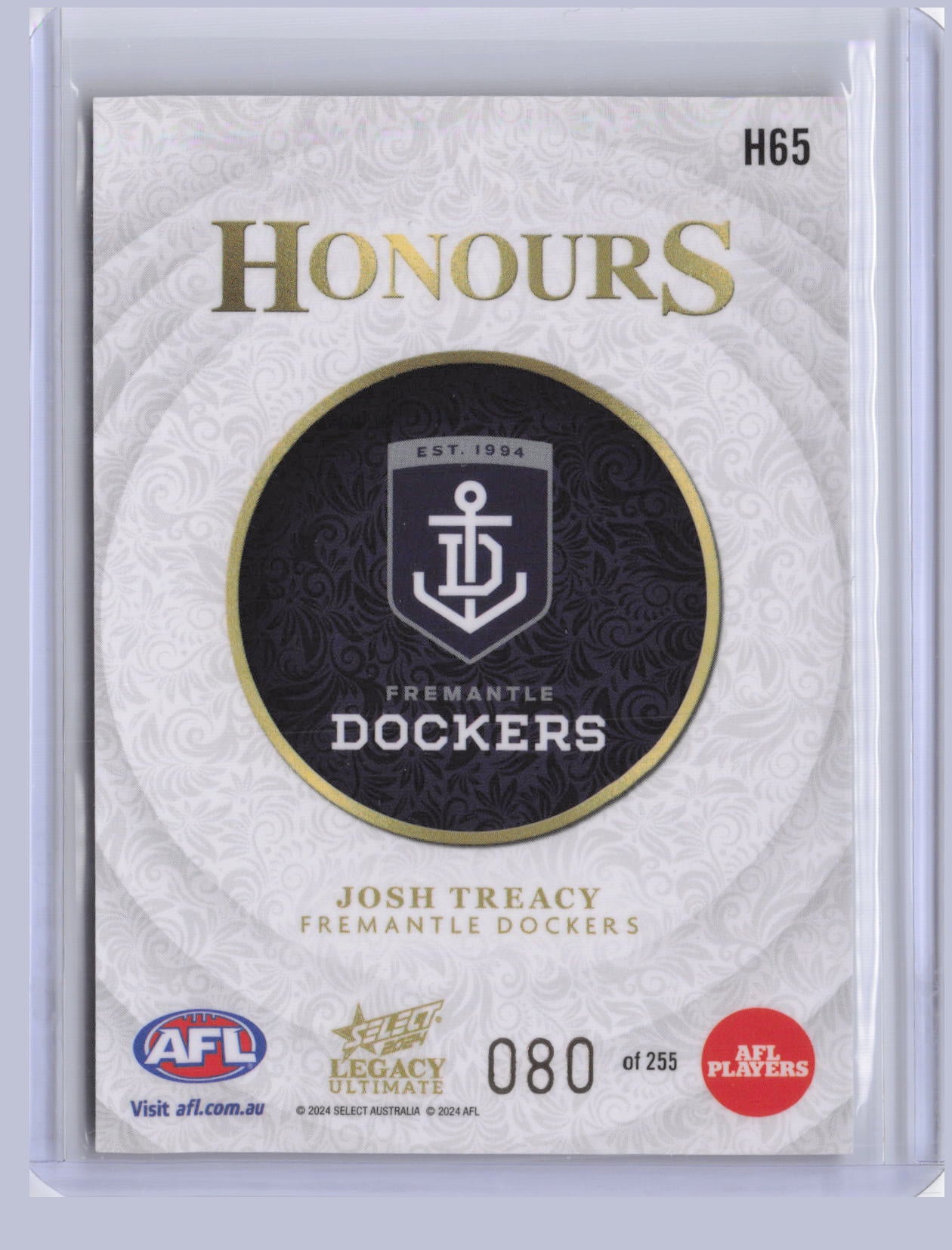 Josh Treacy 2024 Select Legacy Ultimate Honours 80/255