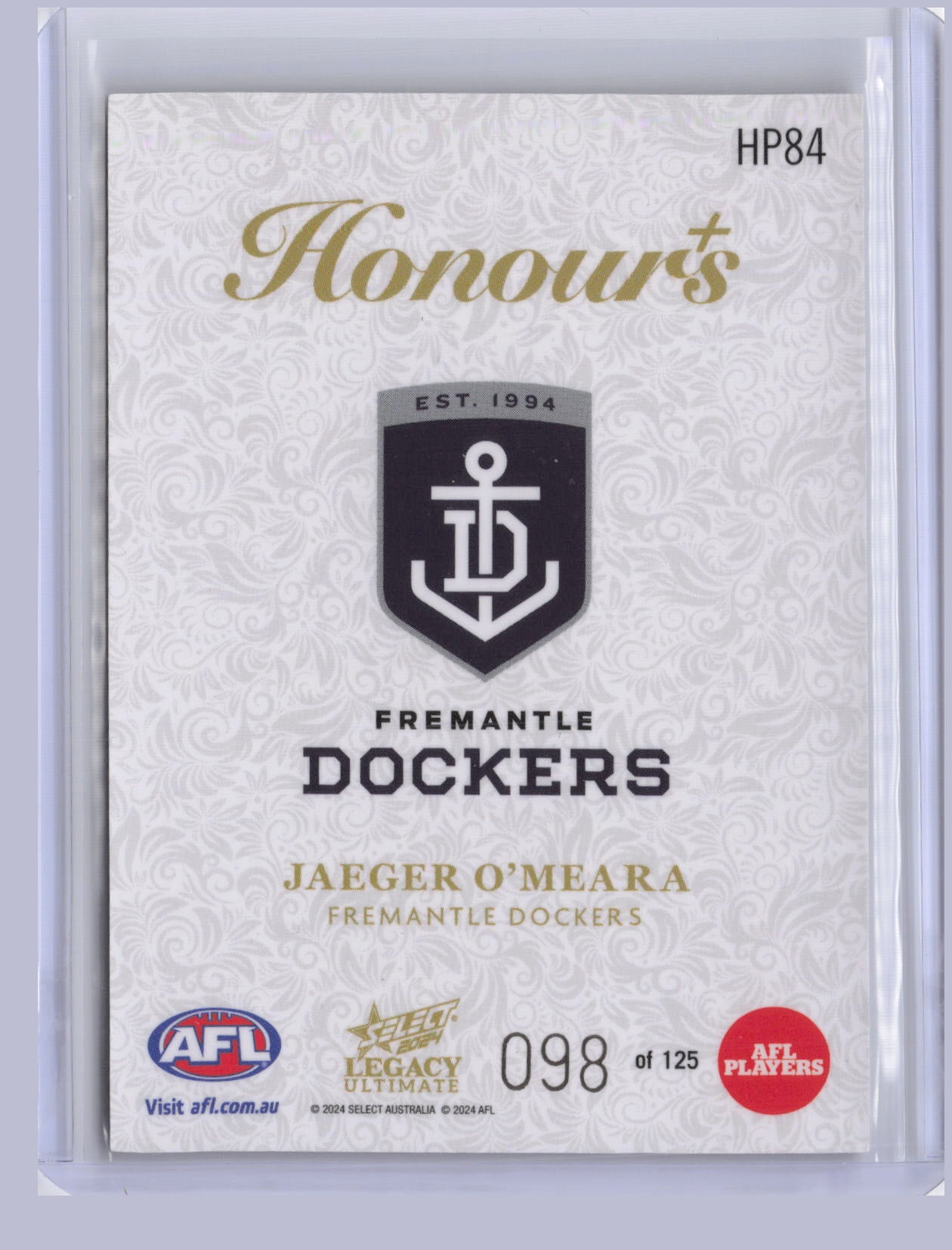 Jaeger O'Meara 2024 Select Legacy Ultimate Honours + 98/125