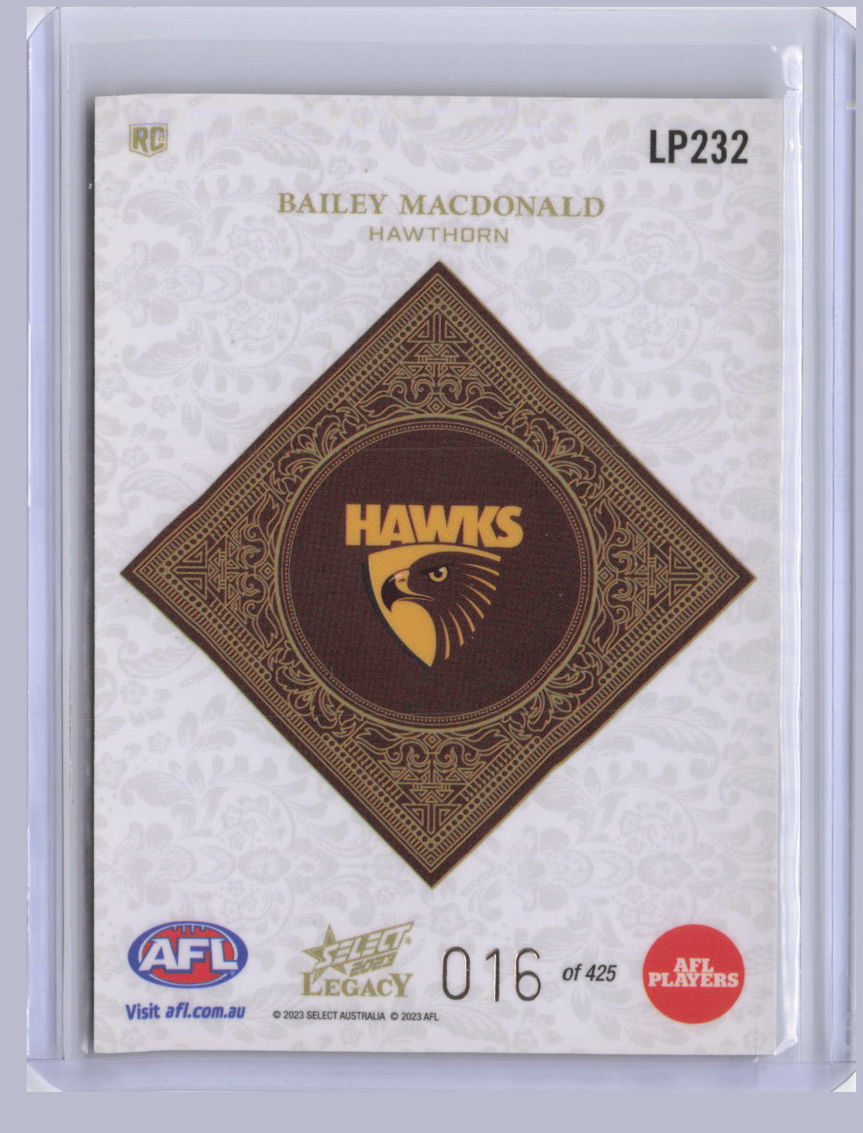 Bailey Macdonald 2023 Select Legacy Plus RC 16/425