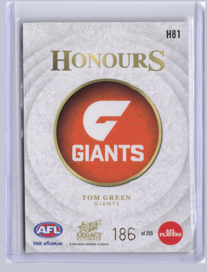 Tom Green 2024 Select Legacy Ultimate Honours 186/255