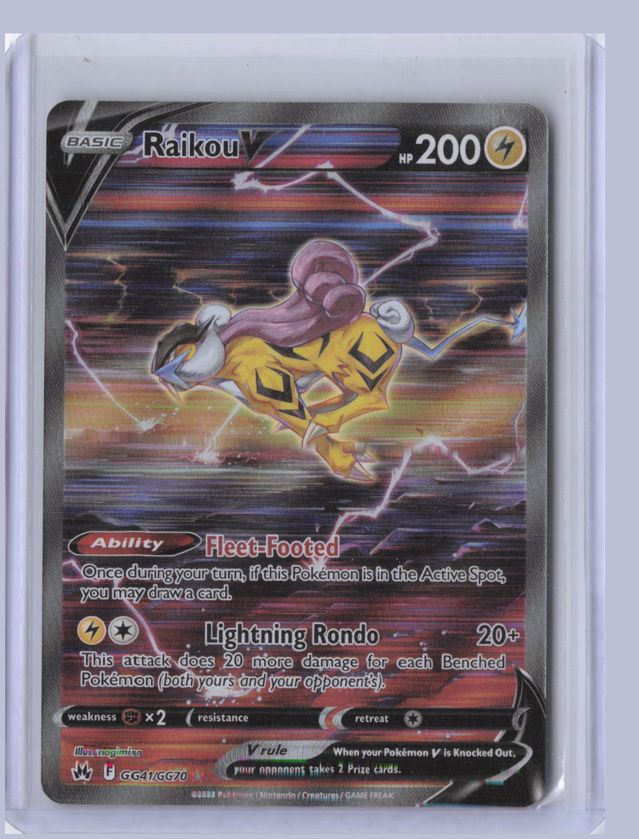 Raikou V Pokemon Crown Zenith CRZ 2023 Trainer Gallery Holo Rare V GG41/GG70
