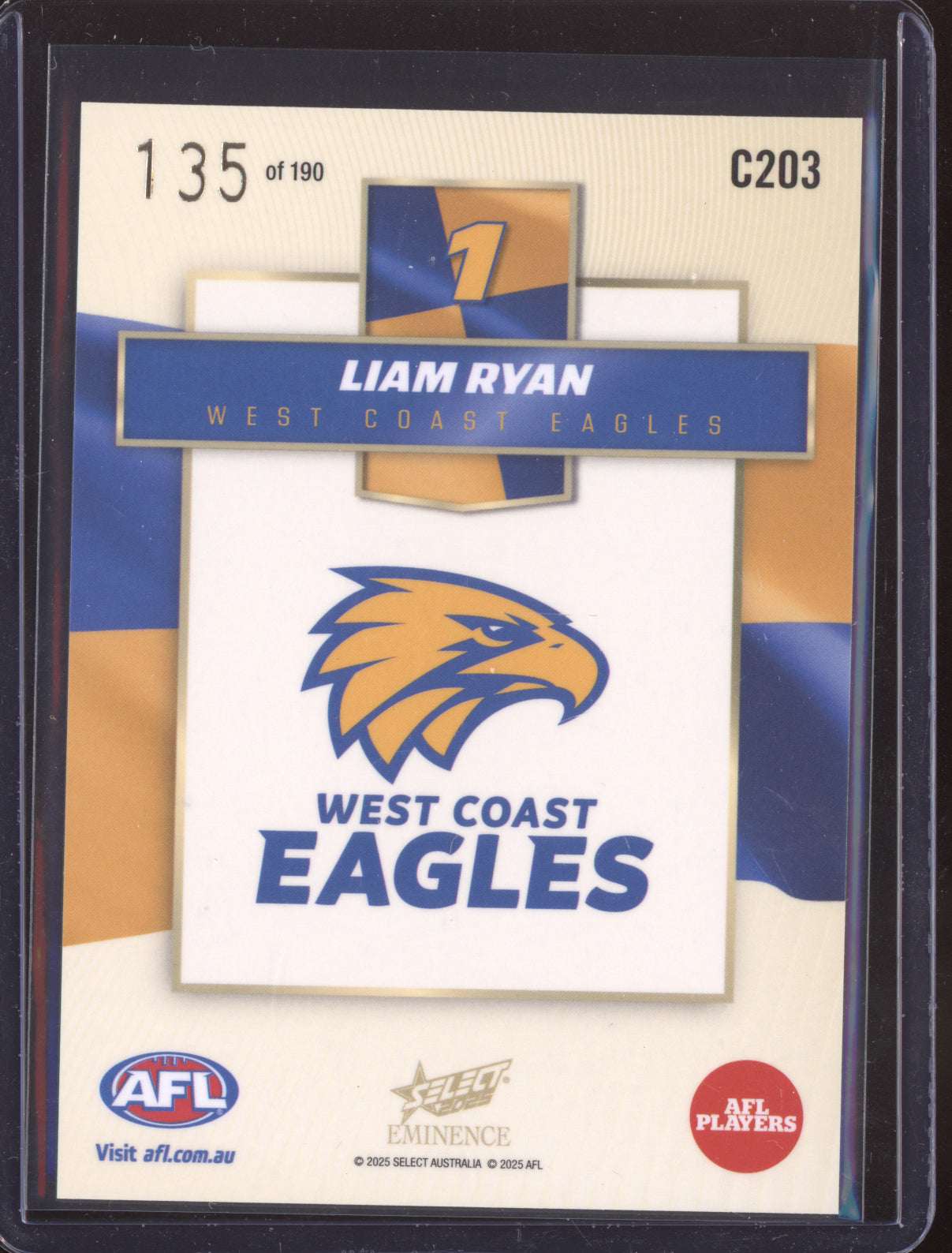 Liam Ryan 2025 Select Eminence Colours 135/190