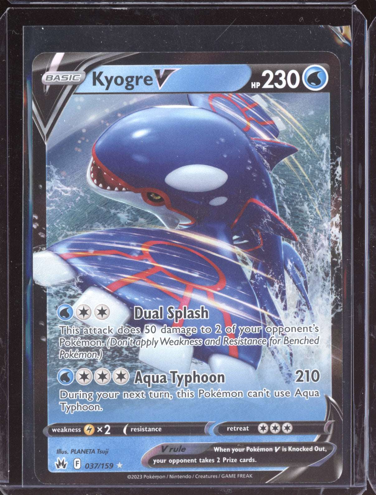 Kyogre V 2023 Pokemon Crown Zenith Holo Rare V 037/159