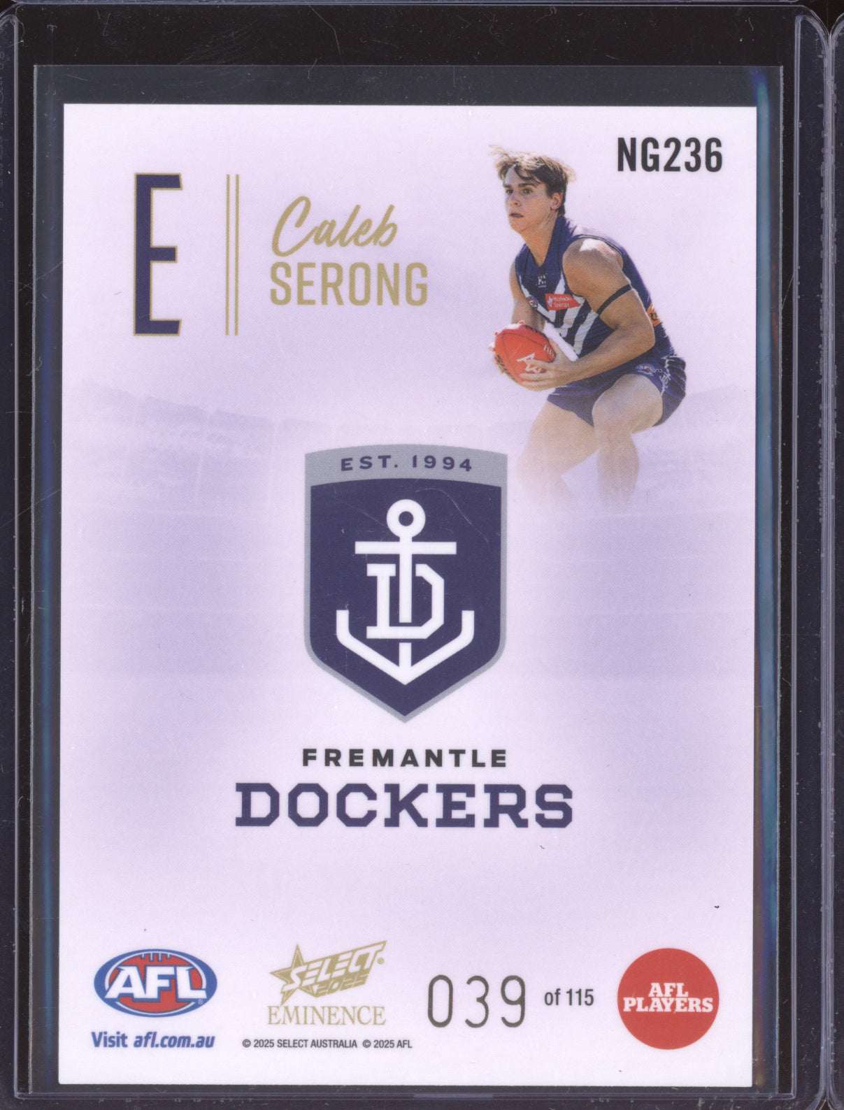 Caleb Serong 2025 Select Eminence Nameplate Gold 39/115