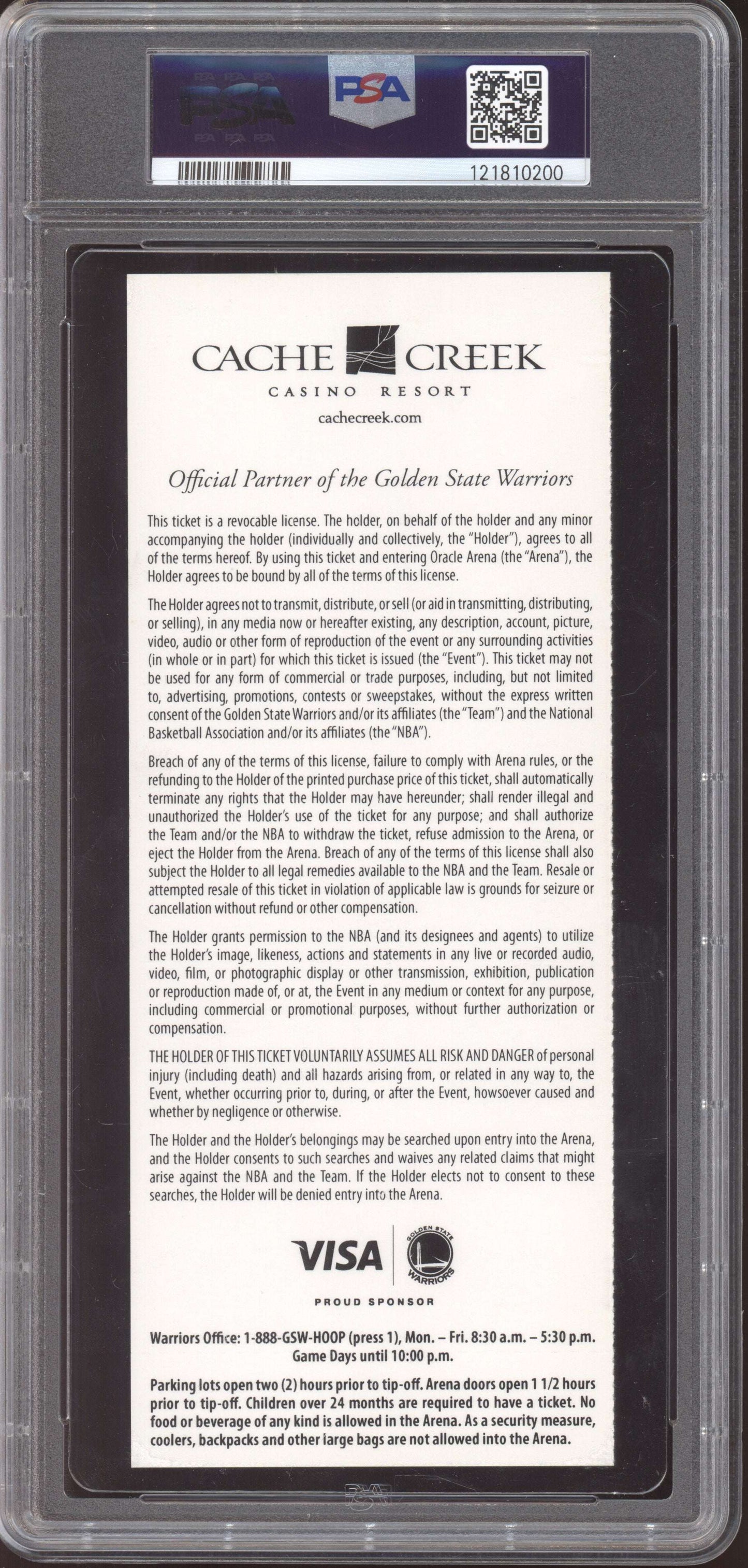 Stephen Curry Warriors Denver 2013 Ticket  1st Lookway 3-Pointer Pop 2 PSA  10