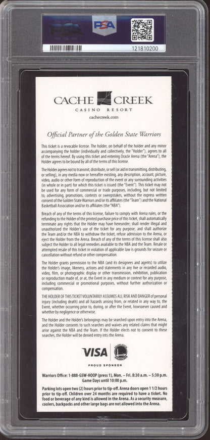 Stephen Curry Warriors Denver 2013 Ticket  1st Lookway 3-Pointer Pop 2 PSA  10