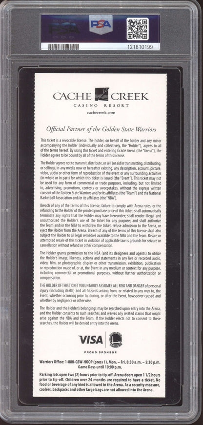 Stephen Curry Warriors Denver 2013 Ticket  1st Lookway 3-Pointer Pop 2 PSA  10
