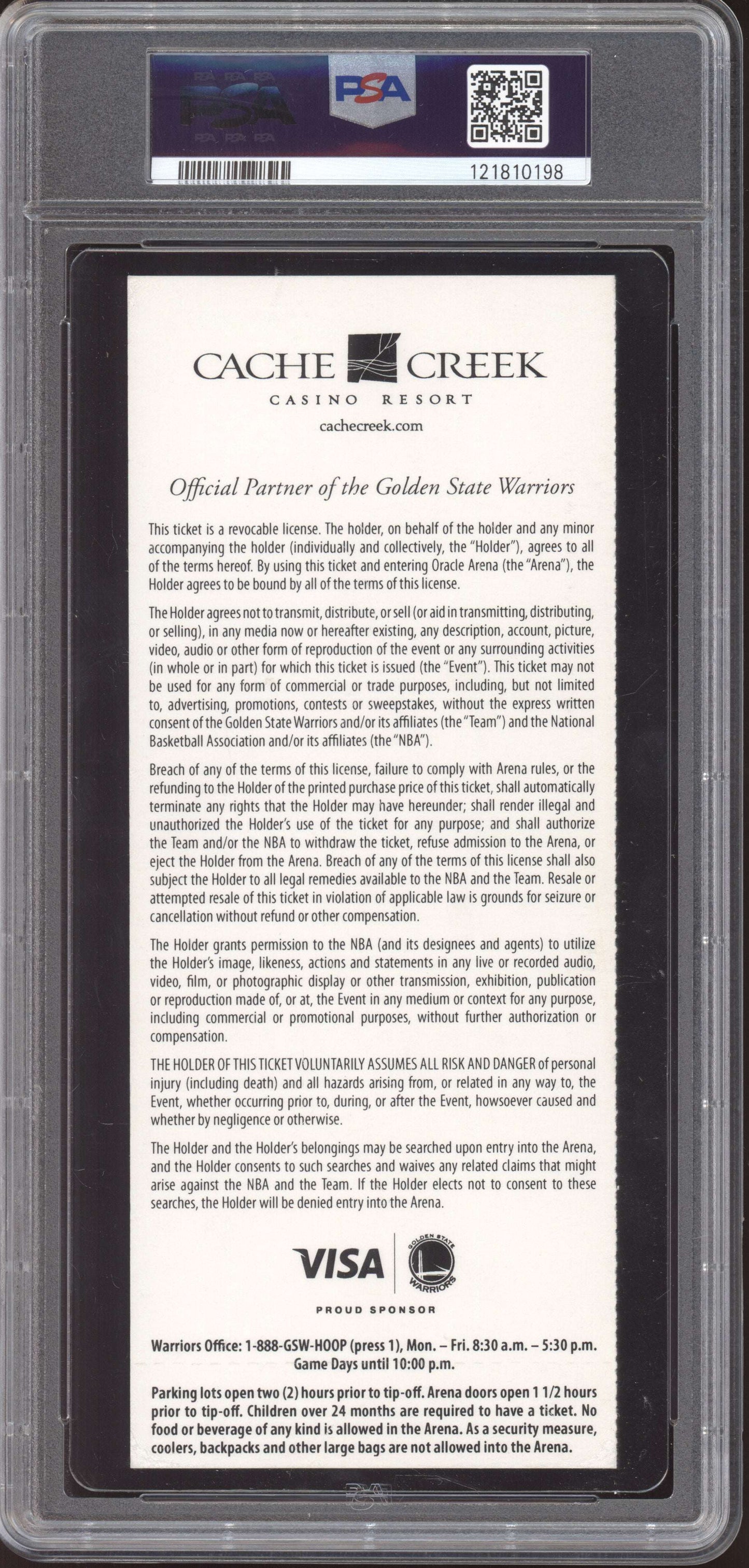 Stephen Curry Warriors Denver 2013 Ticket Full 1st Lookway 3-Pointer PSA  9