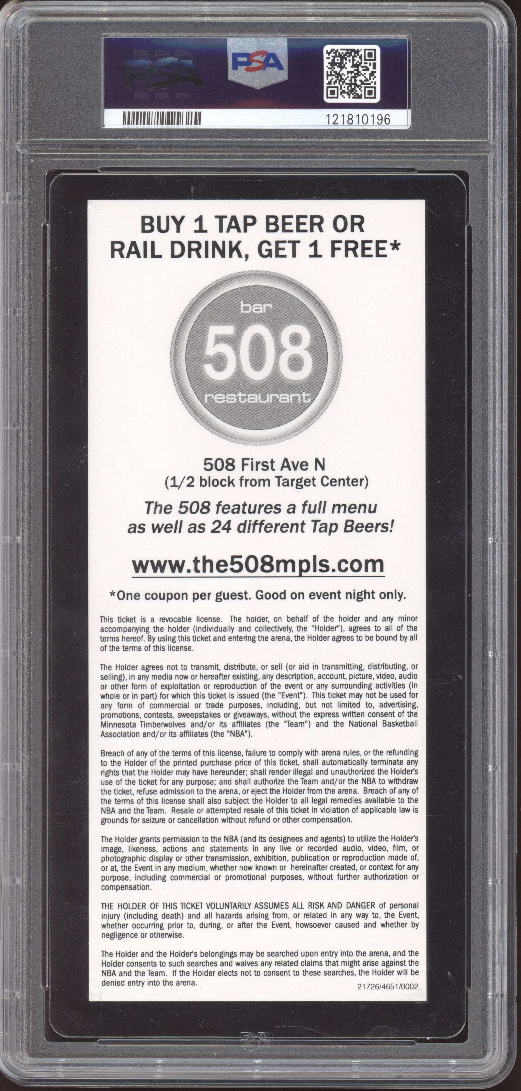 Heat vs Timberwolves 2013 Ticket Full PSA  8
