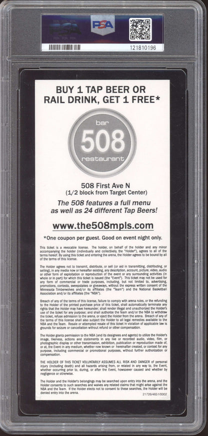 Heat vs Timberwolves 2013 Ticket Full PSA  8