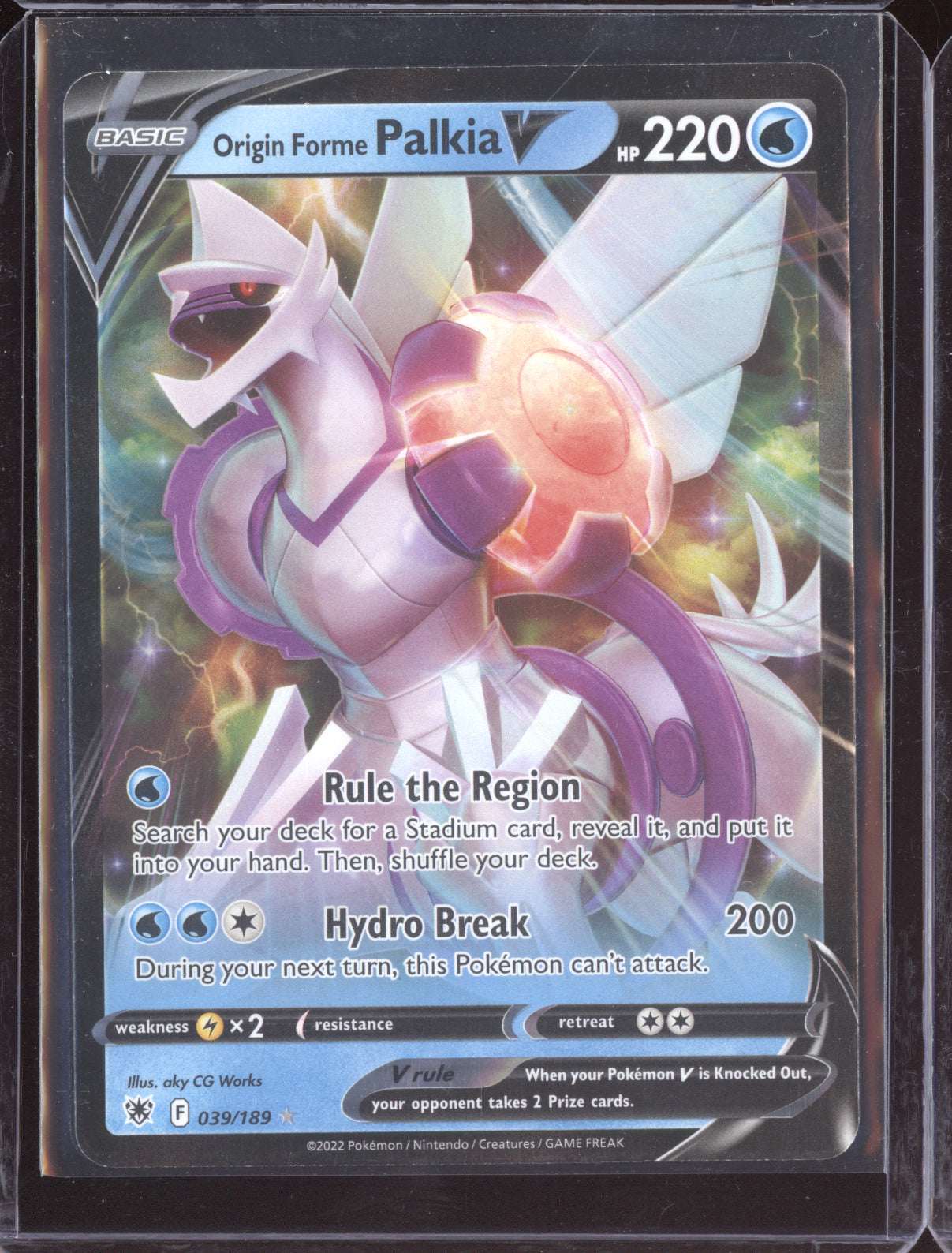 Origin Forme Palkia V 2022 Pokemon Astral Radiance Holo Rare V 039/189