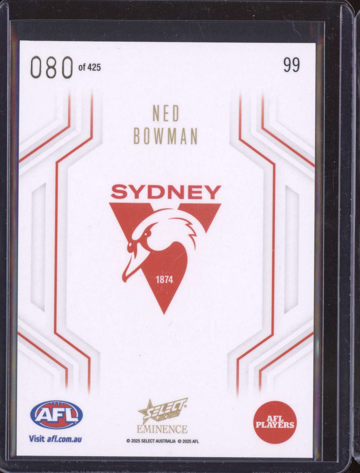 Ned Bowman 2025 Select Eminence Numbered RC 80/425
