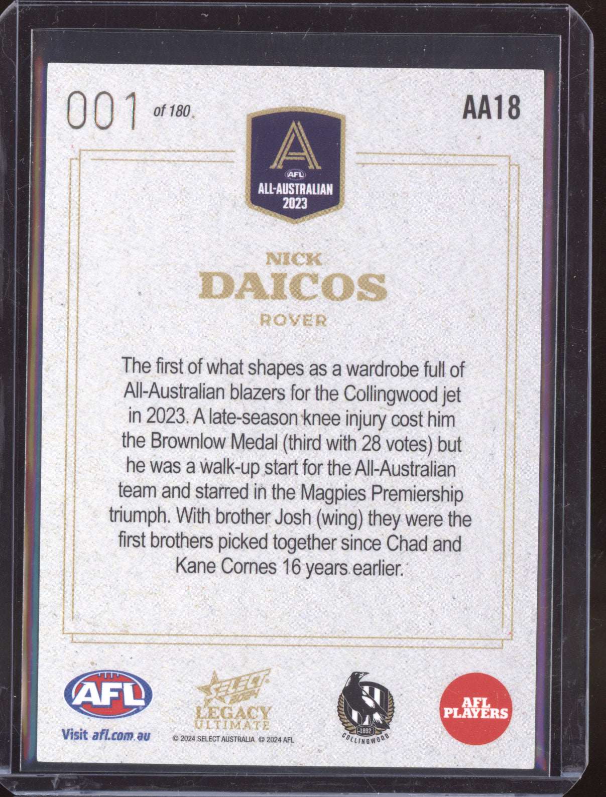 Nick Daicos 2024 Select Legacy Ultimate 2023 All-Australian 001/180