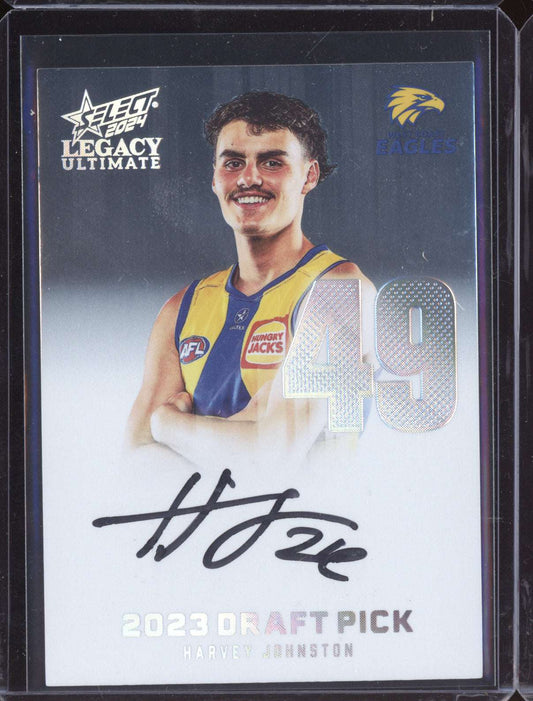 Harvey Johnston 2024 Select Legacy Draft Pick Signatures Platinum RC 01/40