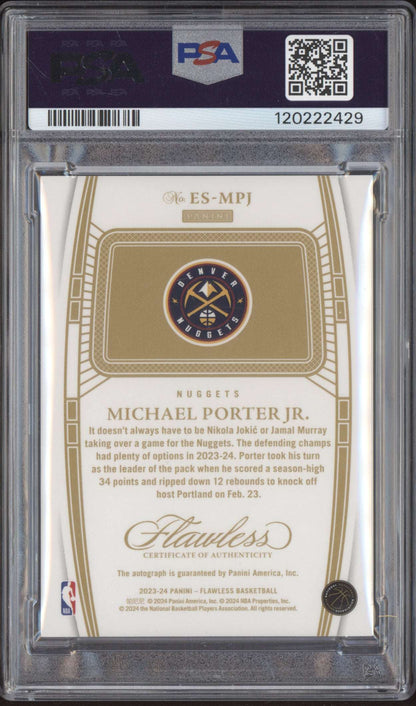 Michael Porter Jr 2023-24 Panini Flawless Excellence Auto Jersey # 1/25 PSA 8