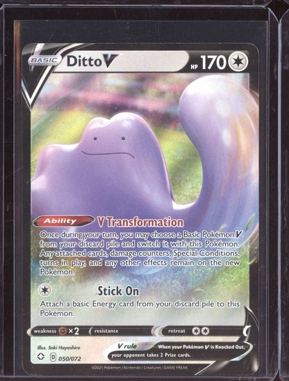 Ditto V 2021 Pokemon Shining Fates Holo Rare V 050/072