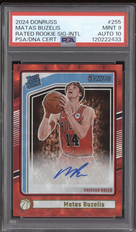 Matas Buzelis 2024-25 Panini Donruss Rated Rookie Auto International RC PSA 9