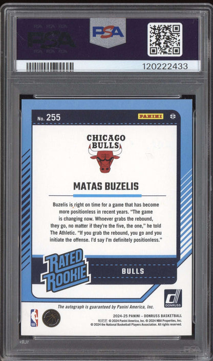 Matas Buzelis 2024-25 Panini Donruss Rated Rookie Auto International RC PSA 9